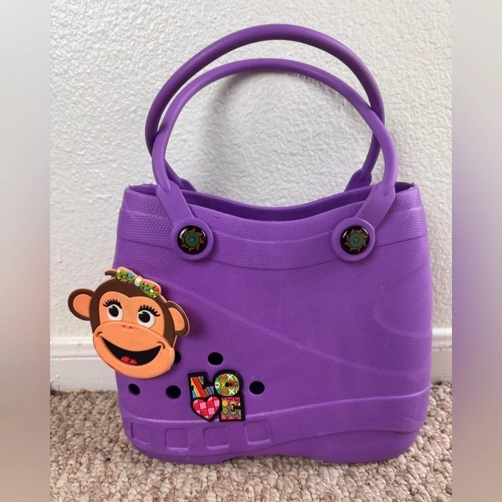 Optari Sol Tote Croc Style Purple Large Hand Tote Bag Waterproof Colorful